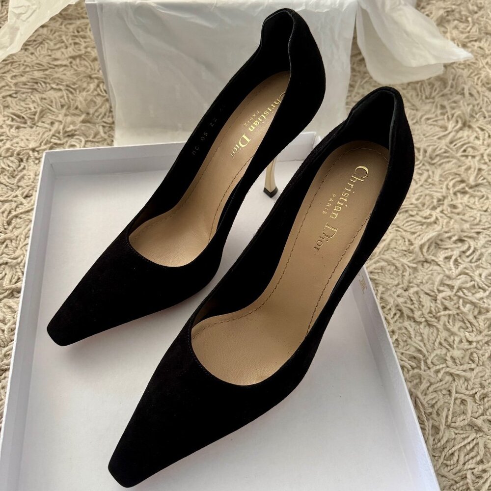 Dior Black Suede Pumps & Gold Heel - D-Fame - Size 40 (US10)